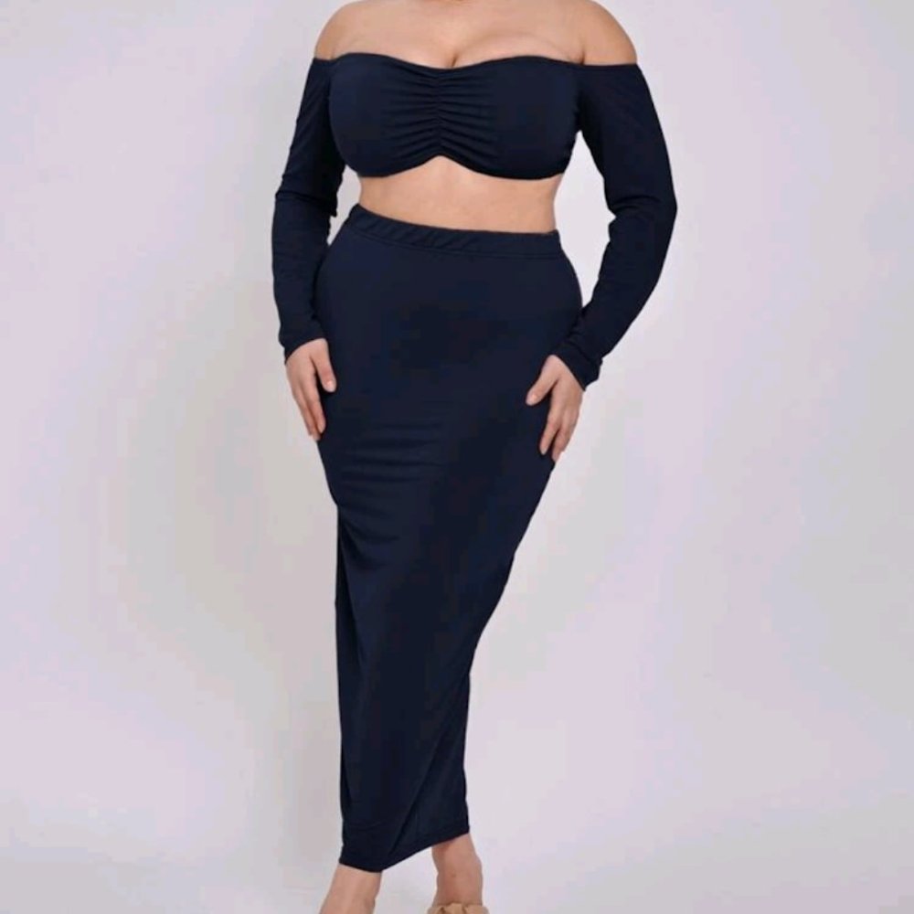 Plus Size Bardot Top and Pencil Skirt